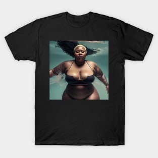 Summer Vibes, Curvy Summer, Curvy and Beautiful Superwoman, Swimmer Athlete. Female are strong. Sticker T-Shirt